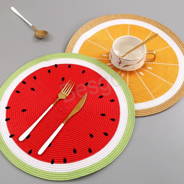 Runde Western Food Pad Kaffeetasse Matte Wärmedämmung Esstisch Geschirr Pads Wassermelone Zitrone Desktop Dekoration Matten BH6924 WLY