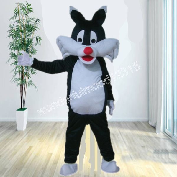 simpatico gatto nero costumi mascotte personaggio dei cartoni animati di alta qualità vestito vestito unisex per adulti festa a tema all'aperto di Halloween