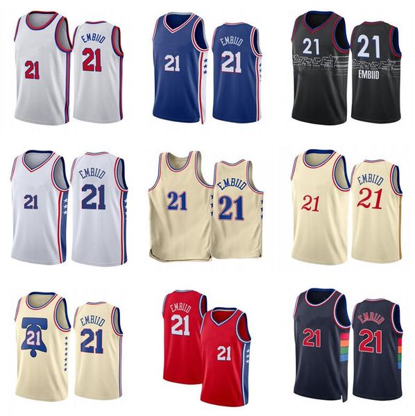 

basketball jersey joel embiid 2022-23 new season men youth city jerseys in stock, Black;red