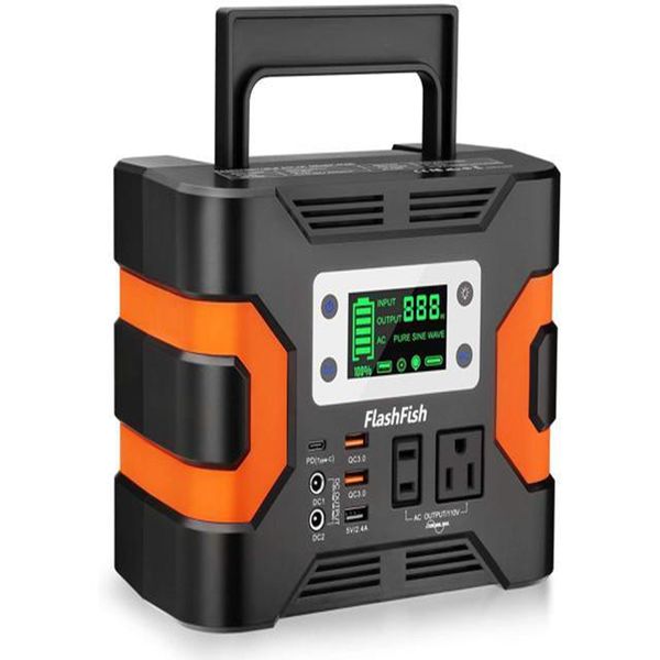 

300wh/81000mah solar generator cpap battery backup power emergency power supply with ac 12v/24v dc pd-type-c sos light for camping van/rv tr