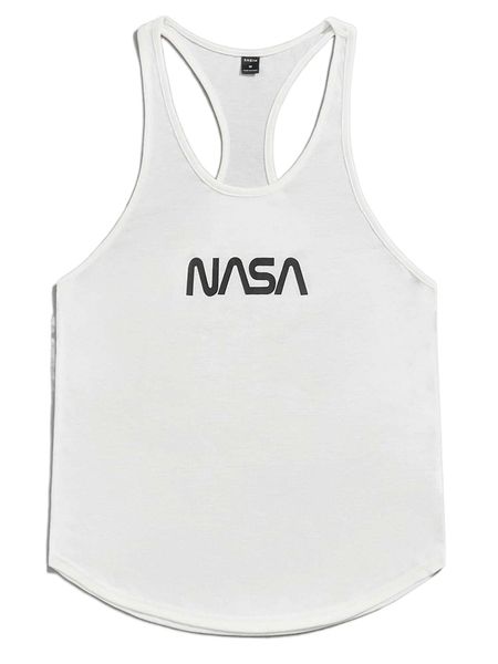 

men letter graphic racer back tank a3sr#, White;black