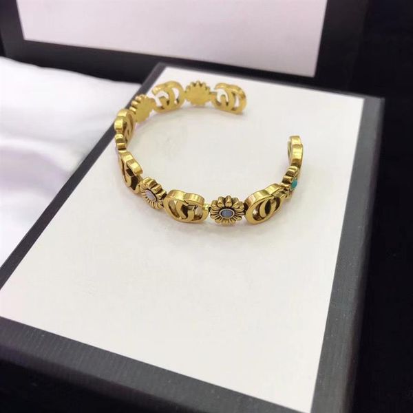 

bangle g gujia new retro double g open bra-celet female seiko bronze temperament letter bracelet208q, Black