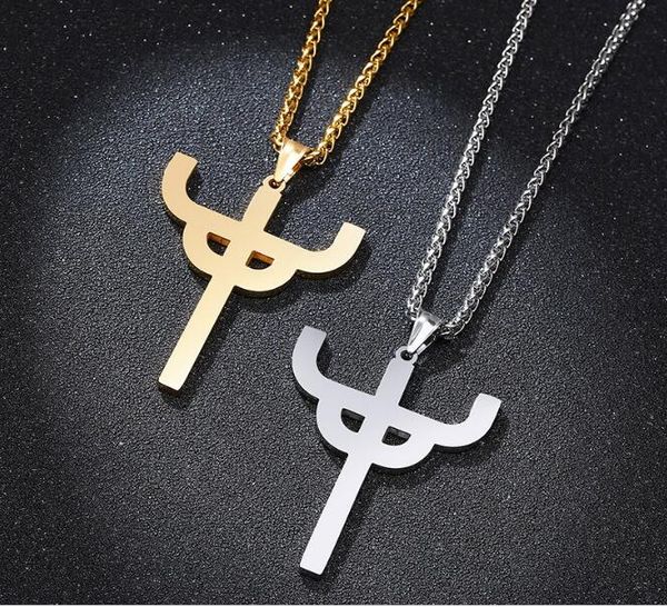 

mens merch logo symbol charm amulet judas priest necklace stainless steel men's favorite pendant 3mm24'' chain silver gold