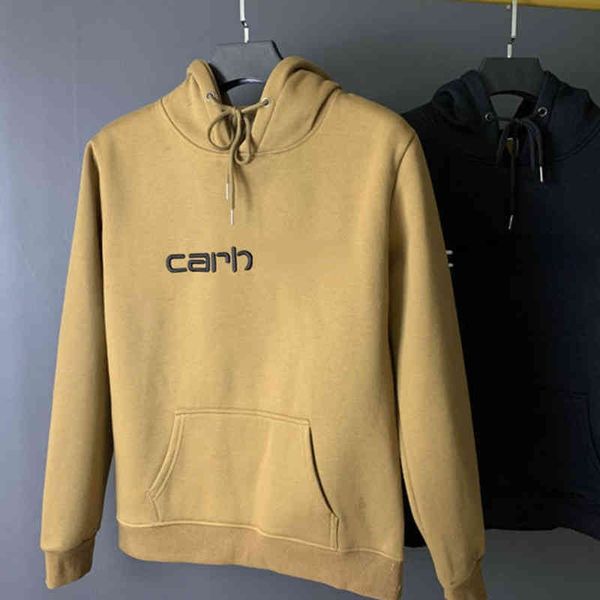 

hooded sweater american fashion brand carhtt classic embroidery pullover retro cotton os casual sports sweaters men and, Black