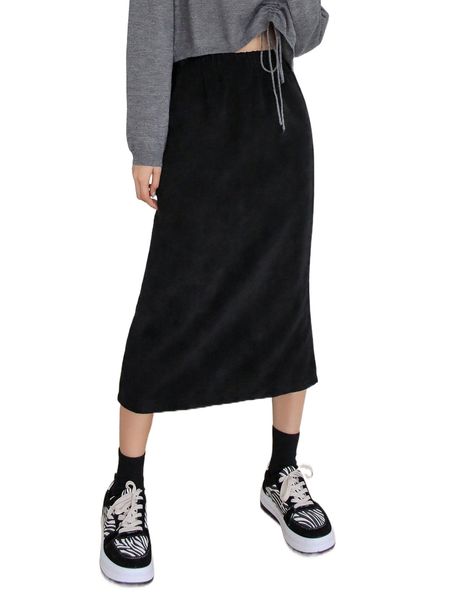 

dazy high waist split hem skirt f9ss#, Black