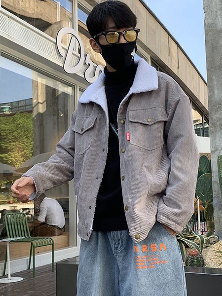 

men 2022 autumn winter thicken warm corduroy jackets men's outwear hip hop coat male teen casual jacket colorful streetwear t220716, Black;brown