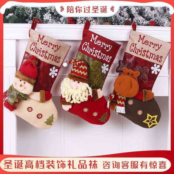 

factory outlet christmas socks gift bag ornaments children's candy bag santa claus sock tree pendant