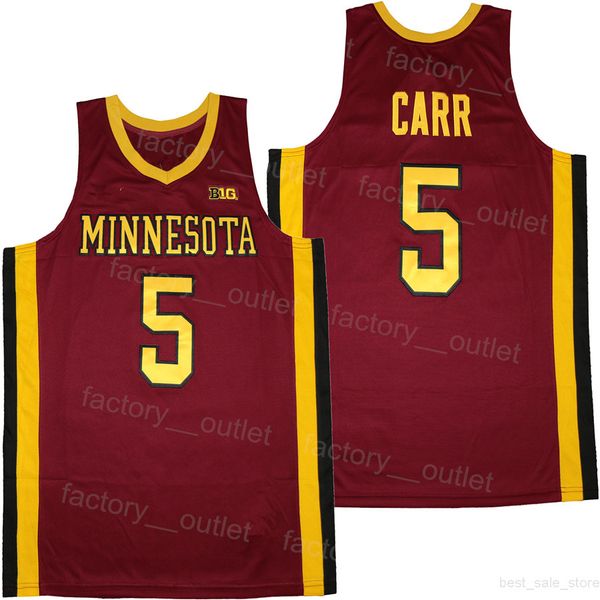 

ncaa college basketball 5 marcus carr jersey minnesota golden gophers university all stitched team color red for sport fans hiphop breathabl, Black