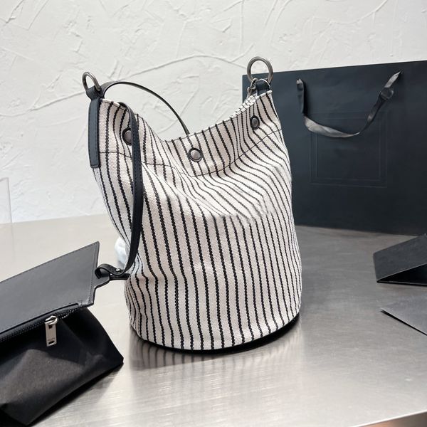 

canvas bucket bags for women handbags purse leather designer tote french stripes shoulder bag
