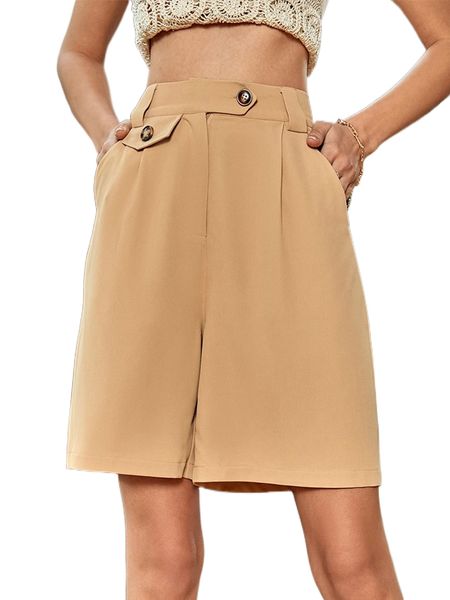 

high waist flap detail bermuda shorts v9lj#, White;black