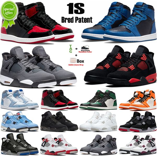 

2022 men basketball shoes 1s dark marina blue mocha university bred patent 4s red thunder black cat fire red white oreo cactus jack women