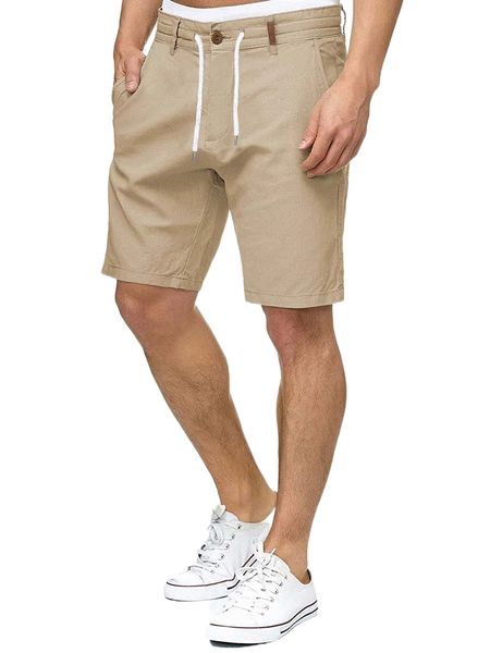 

men drawstring waist patched detail shorts v9c2#, White;black