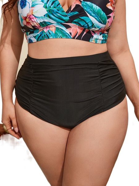 

plus ruched bikini bottom f7cv#, Black