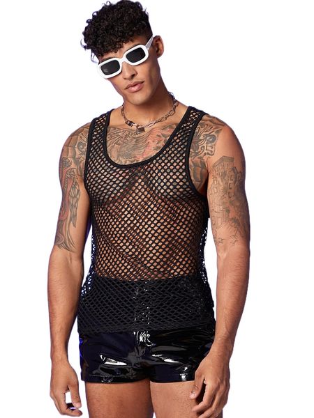 

men scoop neck sheer tank y9ps#, White;black