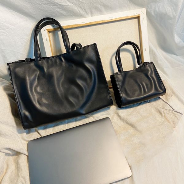 

women tote bag luxurious handbag female soft leather medium black shopping bag