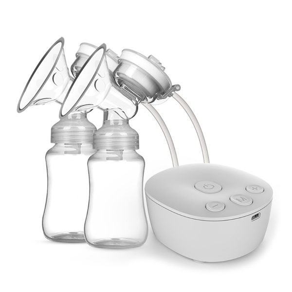 

electric double kit with 2 milk bottles usb powerful breast massager baby breastfeeding milk extractor 220524