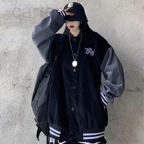 

women's jackets designer black corduroy baseball suit women's loose korean version students' outer coat jacket spring and aut, Black;brown