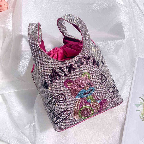 

handbag vegetable basket rhinestone bag female portable bear bucket 2022 new lingge diamond inlaid tiger full 0722