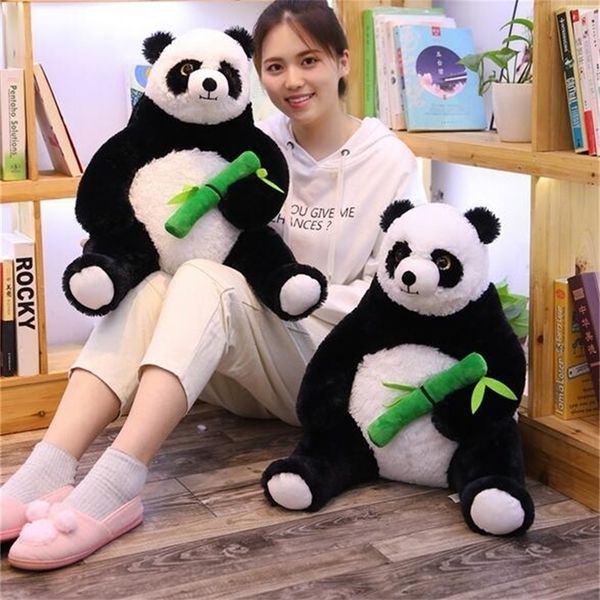 50 centimetri di grasso del fumetto del panda che abbraccia bambù giocattoli di peluche per i bambini morbido animale bambola regalo per bambini ragazze bel cuscino LJ201126