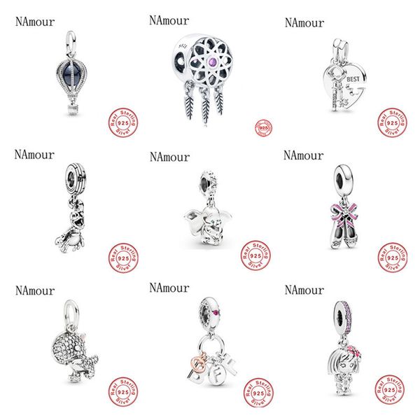 925 Gümüş Fit Pandora Charm 925 Bilezik En İyi Arkadaş Ayakkabı Kolye Takılar Set Kolye Diy İnce Boncuk Takı