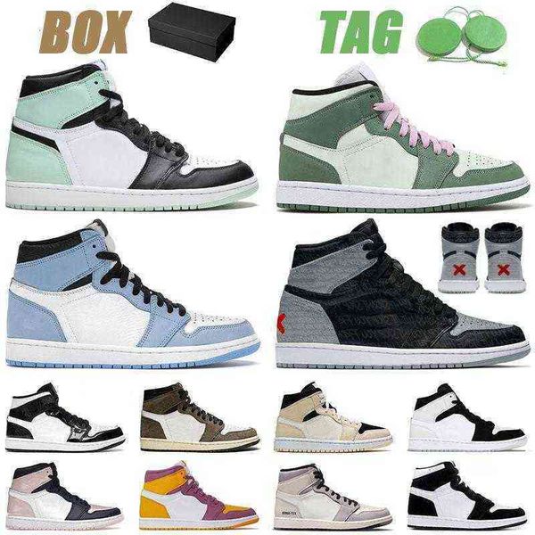 

with box jumpman 1 men women designer basketball shoes rebellionaire banned 1s diamond high dark mocha mid dutch green pink cactus, Black;blue