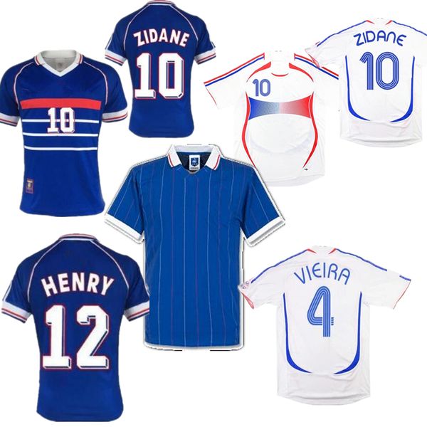 

platini zidane french retro jerseys 1998 1982 2006 henry deschamps blanc thuram vintage soccer jersey 1982 2000 trezeguet classic football s, Black;yellow