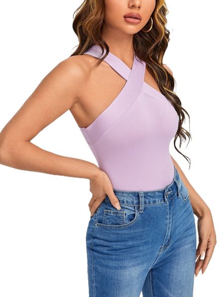 

petite solid halter crop i0r9#, White