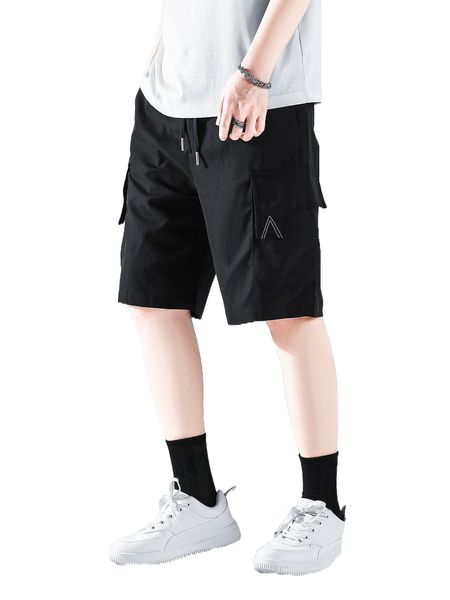 

men geo pattern drawstring waist cargo shorts f0wr#, White;black