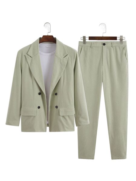 

men double breasted blazer & tailored pants c2ns#, White;black