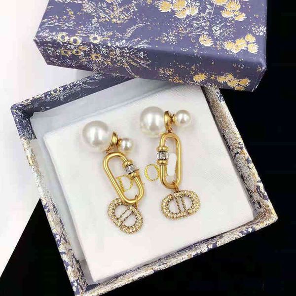 

factory super discount 70% off new full diamond pearl oval design high-grade brass 925 earrings, Golden