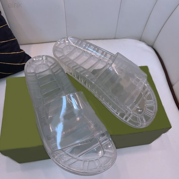Herren Slide Sandalen Transparente Kristall Hausschuhe Retro Feel Sommer Männer Flache Jellys Slides Designer Sandale Bigge Größe