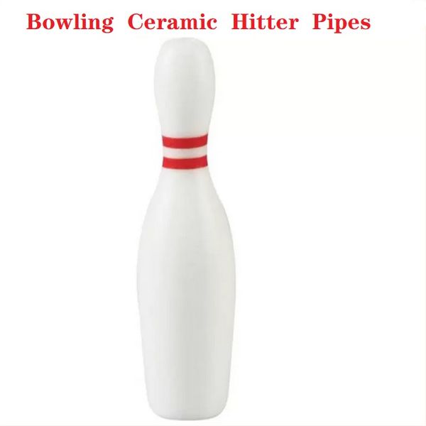 La più recente pipa da fumo a forma di bowling Tubi da battitore in ceramica Filtro bianco portatile Bocchino per tabacco con erbe secche Bocchino Catcher Taster One Hitters Pipes