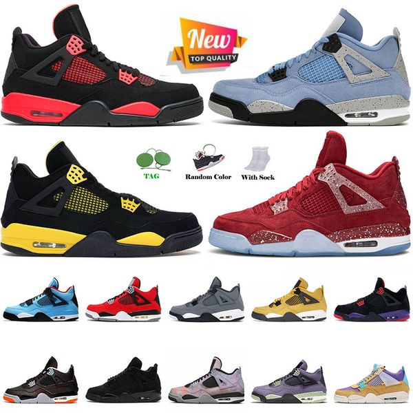 

wholesale mens 4 4s jumpman basketball shoes university blue lightning cool grey gs motorsport canyon purple red thunder size 36-47 womens s, White;red