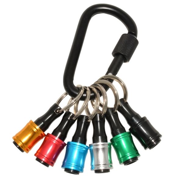 

6pcs 1/4inch hex shank screwdriver bits holder extension bar drill screw adapter quick release keychain 220411, Silver