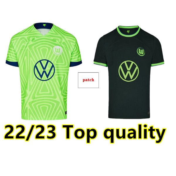 

22 23 vfl wolfsburg soccer jersey home ginczek steffen shirts away mbabu brooks arnold weghorst 2022 2023 men kids football uniform, Black;yellow