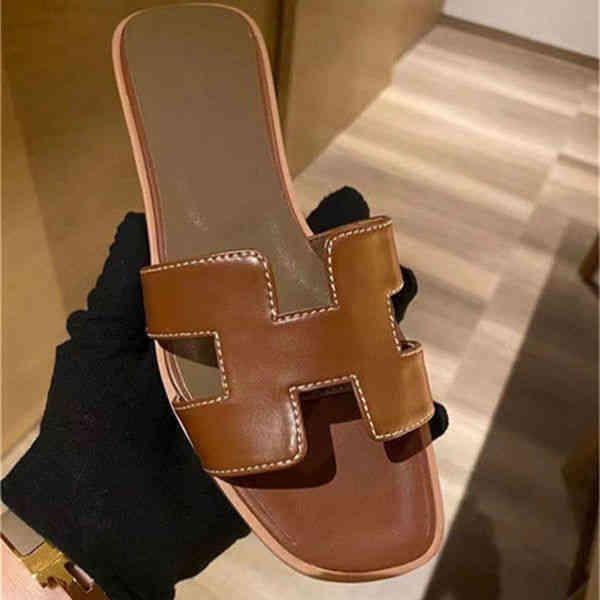 

orans original women h designer sandals herme 2022 slippers organ summer wear leater flat beac ovjy, Black