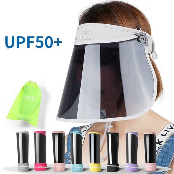 

adjustable women transparent sun visor hat cap uv protection cover flexible summer cap sun-proof sun hat 220507, Blue;gray