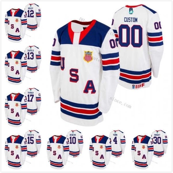 MTHR USA 2021 IIHF WJC Gold Gewinner Trevor Zegras Cam York Matthew Beniers Matthew Boldy Cole Caufield Alex Turcotte Hunter Skinner Ritter Jersey