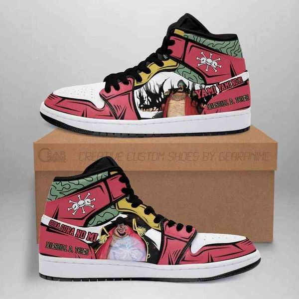 

marshall d. teach blackbeard sneakers anime shoes fan gift, Black
