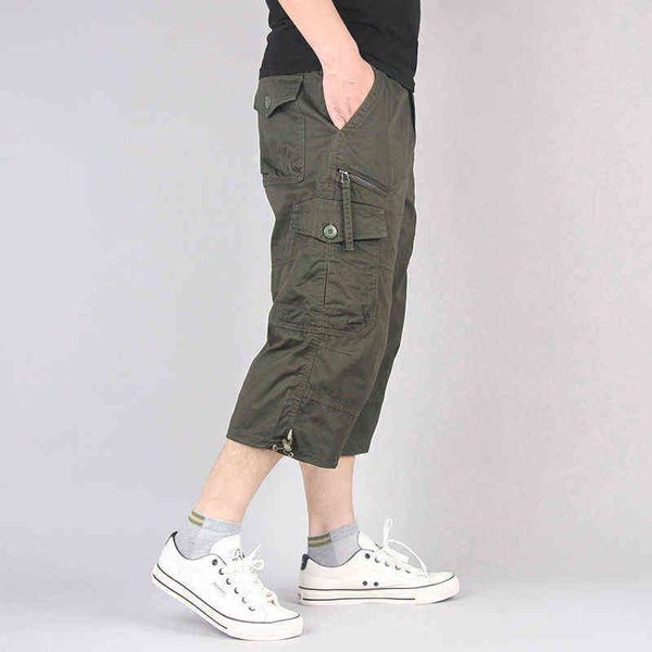 Sommer männer Casual Shorts Overalls Lange Länge Baumwolle Cargo-Shorts Männer Multi Tasche Militärische Taktische Kurze Hosen Mann Kleidung l220706