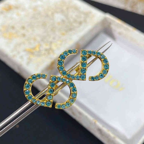 

new letter color diamond earrings women's simple and versatile small earrings us design jewelry, Golden
