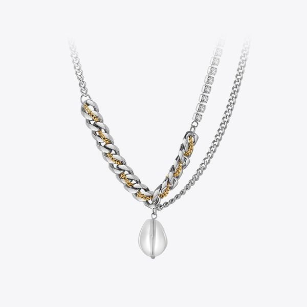

enfashion glass ball pendant necklace for women stainless steel zircon chain necklaces collier fashion jewelry halloween p213264 220518, Silver