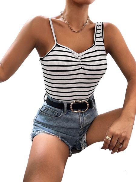 

striped asymmetrical neck a7v6#, White