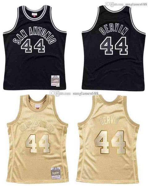 

stitched george gervin jersey s-6xl mitchell & ness 1997-98 mesh hardwoods classics retro basketball jerseys men women youth, Black