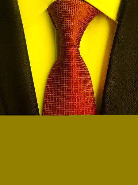 Fliegen 8 cm Herren Hochwertige Jacquard-gewebte Halskrawatte Solide Orange Gitter Karierte Plaids Krawatten für MännerBow