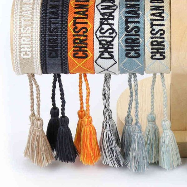 

brand luxury fashion bracelets chains women men embroidered handmade woven signature tassel bangle adjustable friendship bangles holiday bea, Golden;silver