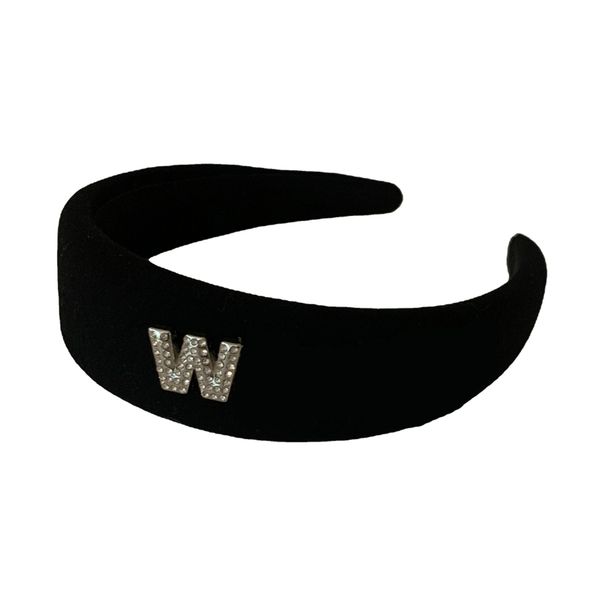 

sparkle letter designer headbands women diamond alphabet hairpins velvet headband hair accessories, Silver