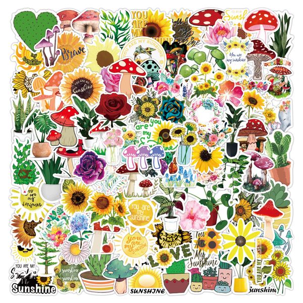 

200pcs skateboard stickers graffiti flower mushroom for car lapipad bicycle motorcycle helmet guitar ps4 phone fridge decals pvc water bottl