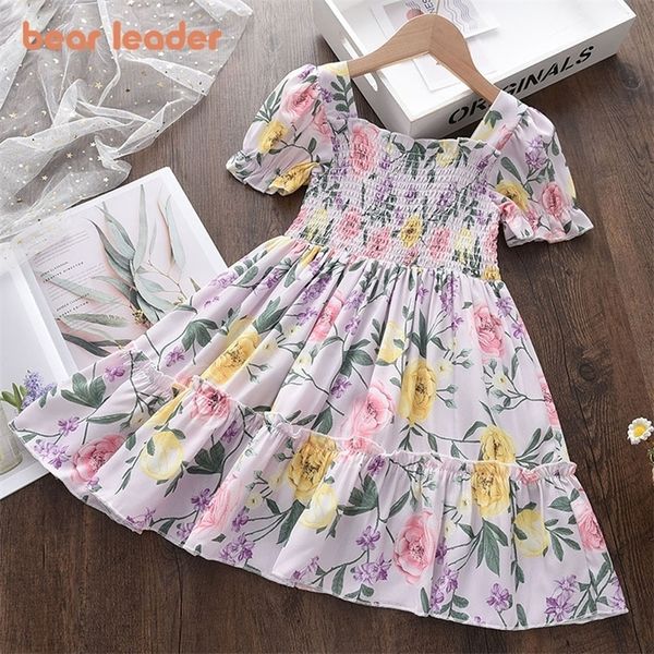 

bear leader girls dress summer girls clothes short sleeve flowers embroidery female childrens cake dresses kids clothing 220707, Red;yellow