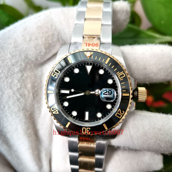 

u factory automatic mens watch eta 2813 movement black dial 40mm 116613 126613 new version two tone gold metal watches for men mechanical wa, Slivery;brown